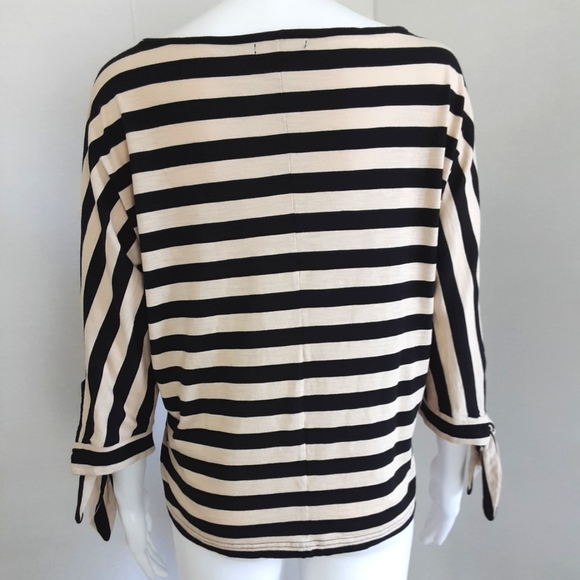 CHAPS STRIPED BOAT NECK DOLMAN 3 QTR KNOT TIE SLEEVE TOP SZ S - Picture 3 of 7